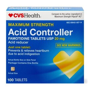 CVS Health - Famotidina en tabletas, Maximum Strength, 20 mg, reductor de ácido para el alivio de la acidez estomacal