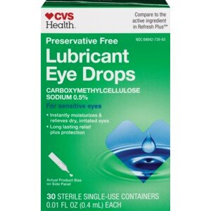 CVS Health Preservatice Free Lubricant Eye Drops Sensitive Solution, 0.4 Ml - 30 Ct