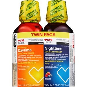 CVS Health Severe Daytime and Nighttime Multi-Symptom Cold and Flu Relief, Berry, Twin Pack, 24 OZ