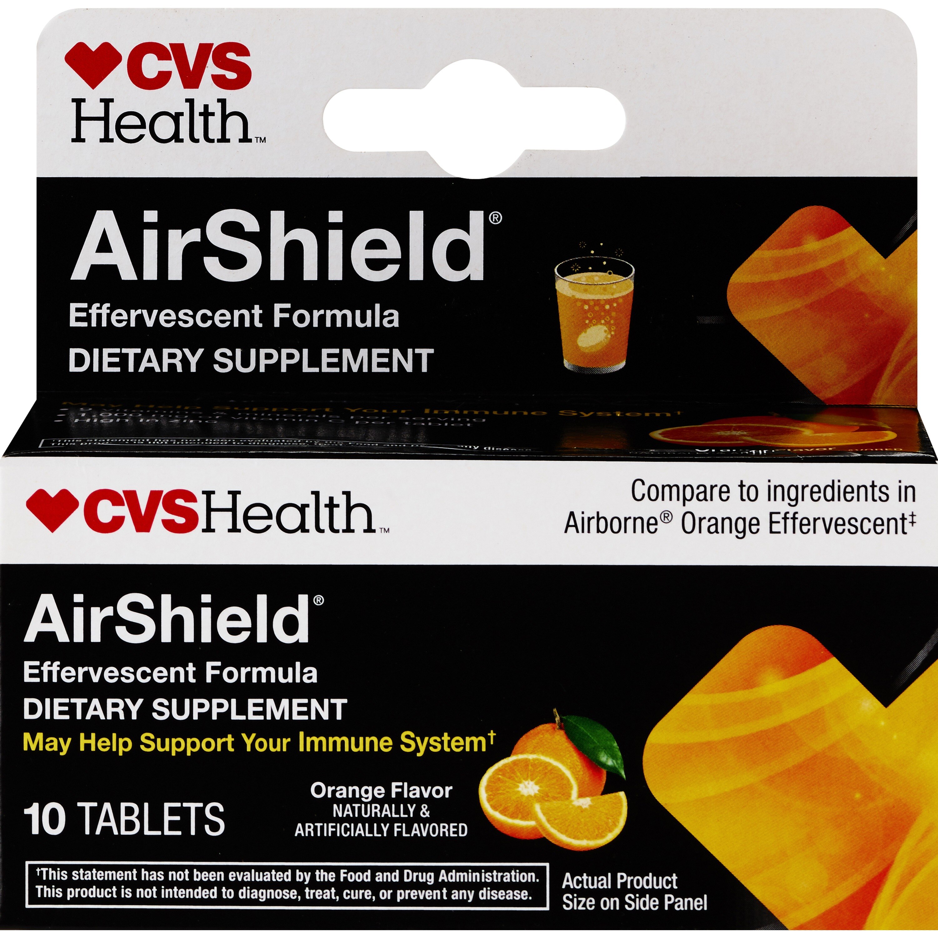 CVS Health, Airshield Effervescent Immune Support Tablets, Orange, 10 Ct