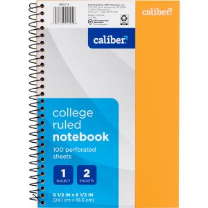 Caliber 1 Subject Notebook College Ruled, 9.5in X 6.5in, Assorted - 100 Ct , CVS