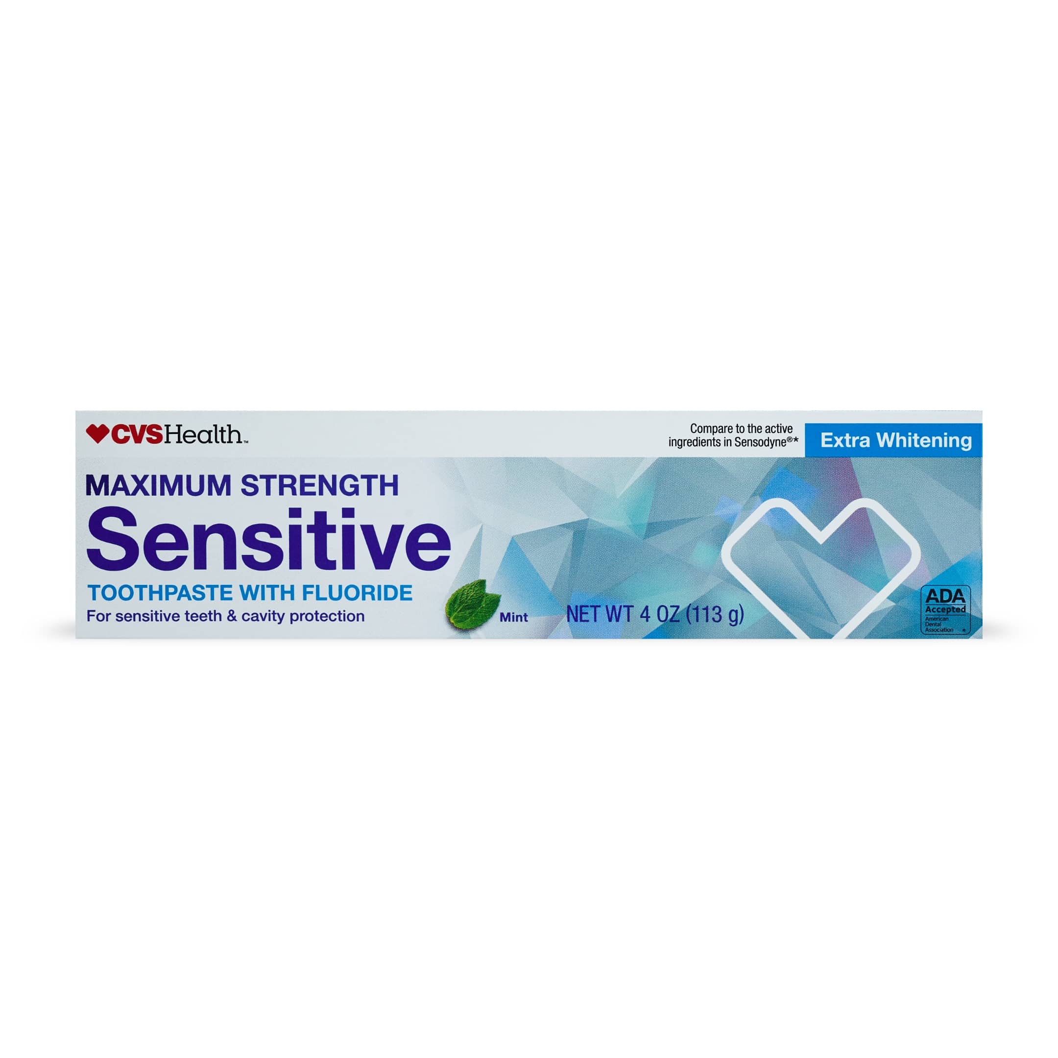 CVS Health Sensitive - Pasta dental con flúor extrablanqueadora, 4 oz
