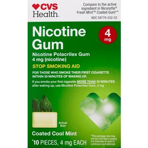 CVS Health Sugar Free Nicotine 4mg Gum, Mint, 10 Ct