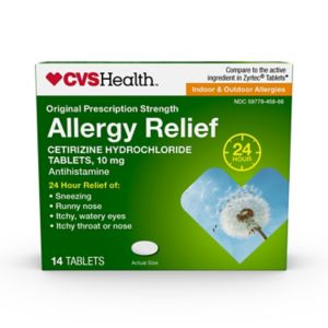 CVS Health 24HR Allergy Relief Cetirizine HCl Tablets, 120 Count