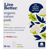 CVS Live Better Organic Cotton Pads, Heavy, 10 CT, thumbnail image 1 of 5