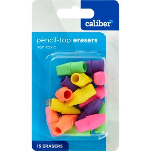 Caliber Pencil Cap Erasers, 15 CT, Assorted Colors , CVS