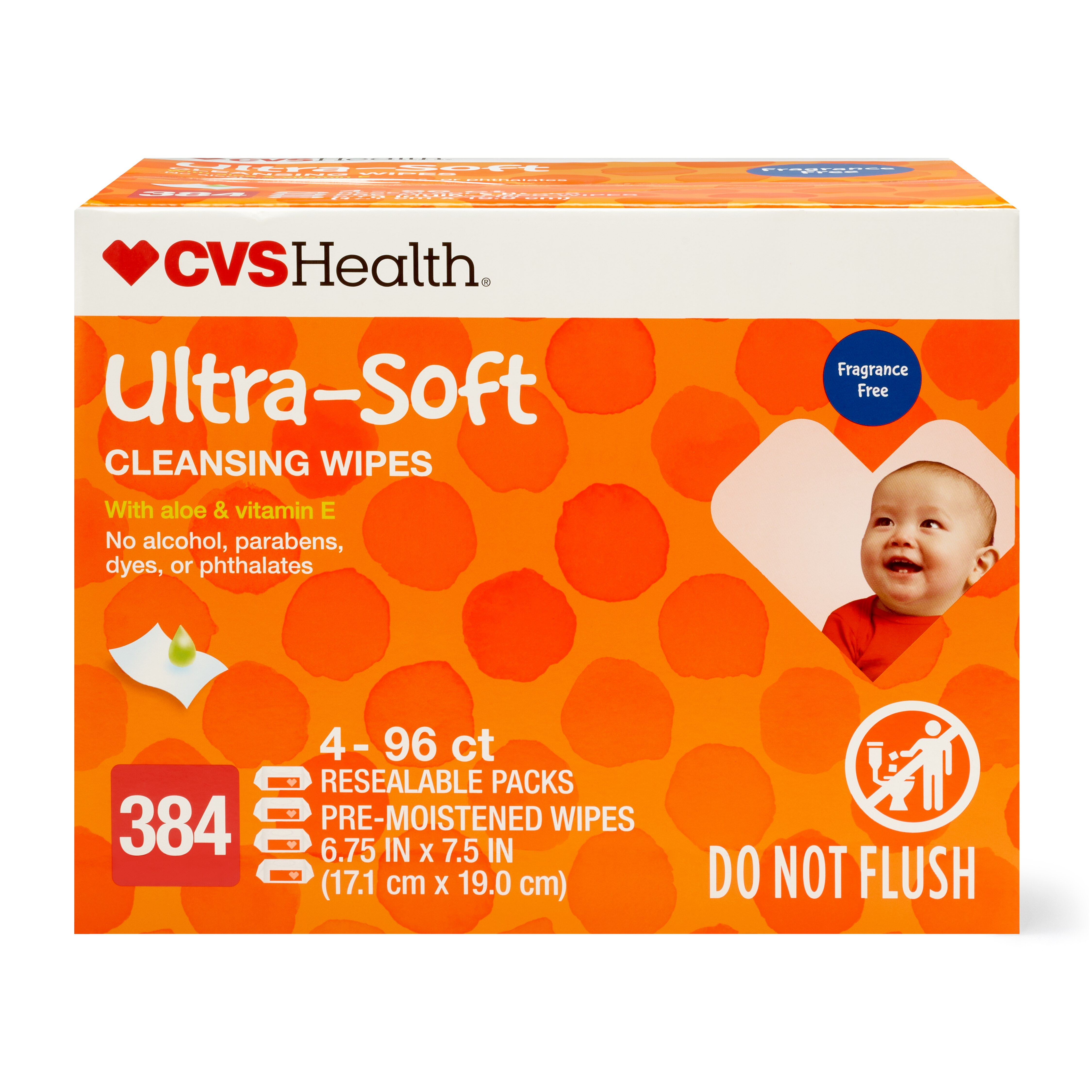 CVS Health Ultra-Soft Cleansing Wipes, Unscented, 96 CT, 4 Pack