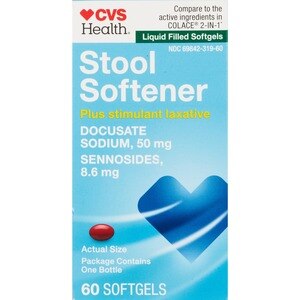 CVS Health Stool Softener Plus Stimulant Laxative Softgels, 60 Ct