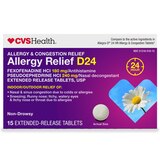 CVS Health Allergy Relief D Extended-Release Tablets, Fexofenadine HCl 180 mg & Pseudoephedrine HCl 240 mg Extended-Release Tablets, USP, 15 CT, thumbnail image 1 of 3