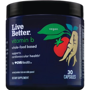 Live Better B Complex - Suplemento vitamínico a base de alimentos integrales, 30 u.