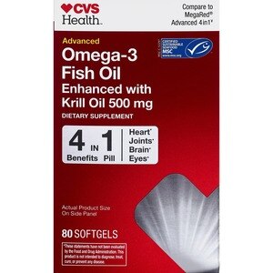 CVS Health Advanced Omega Fish Oil Enhanced with Krill Oil 500MG, 80CT