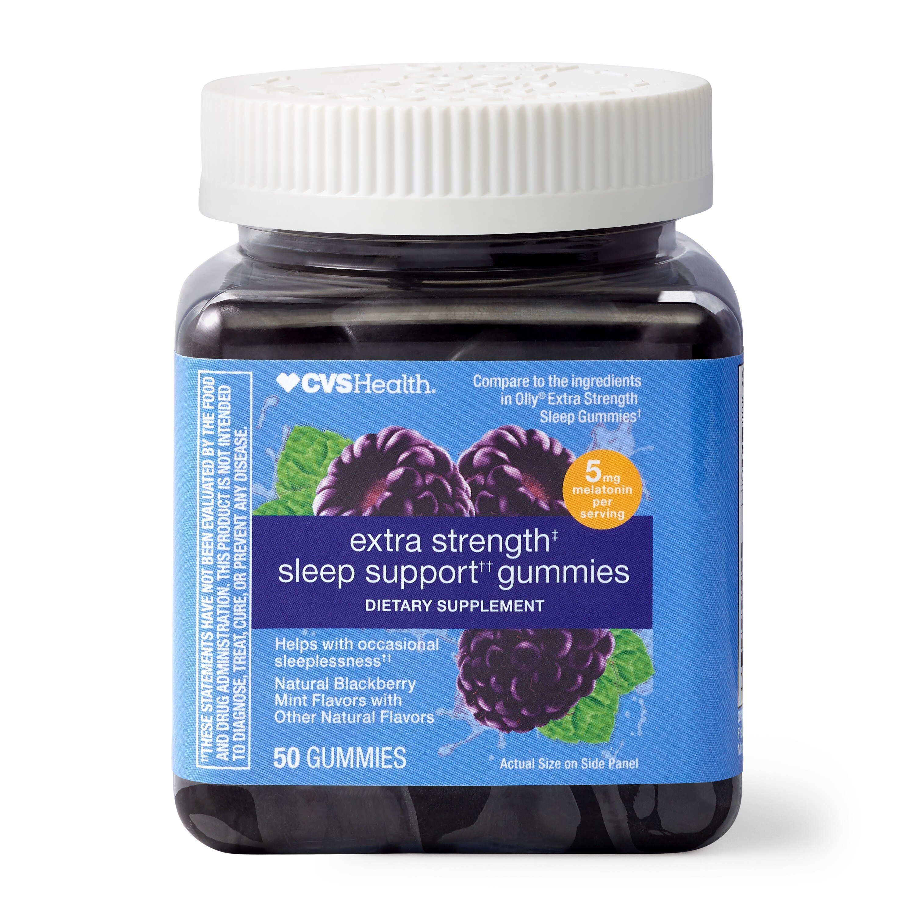CVS Health Extra Strength Sleep Support Gummies, Blackberry Mint, 5mg, 50 Ct