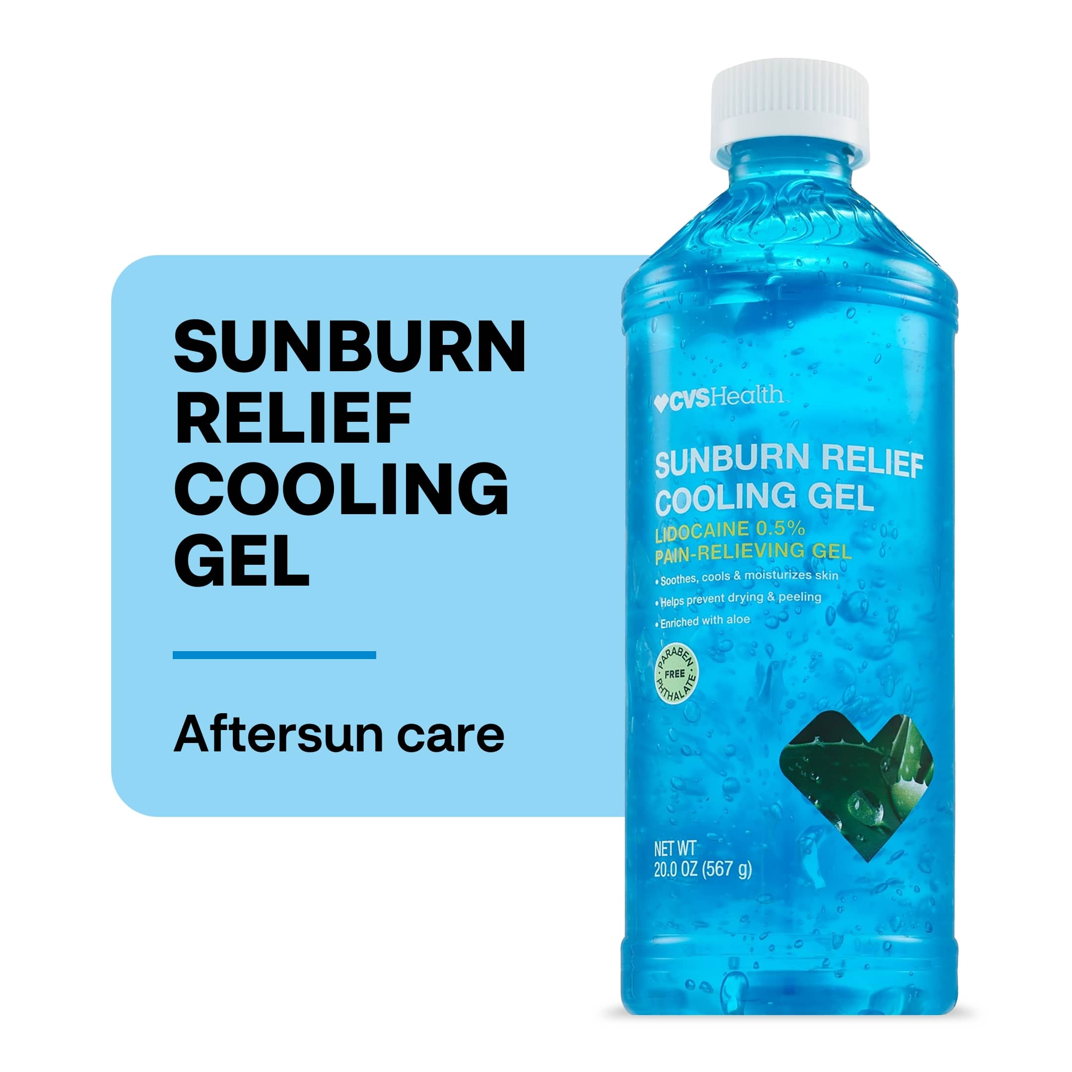 CVS Health Aftersun Cooling Gel With Lidocaine Aloe Vera Value Size, 2 Oz - 20 Oz