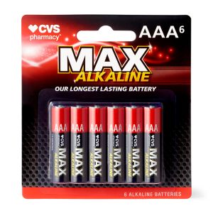  CVS Max Alkaline Batteries, AAA, 1.5 Volt 