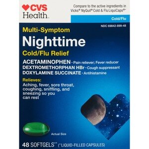 CVS Health - Cápsulas blandas para el alivio del resfriado/gripe, múltiples síntomas, para uso nocturno