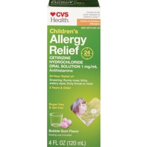 CVS Health All Day Allergy Relief, Cetirizine Hydrochloride Oral Solution 1 mg/mL, Bubble Gum Flavor