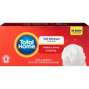 Total Home Tall Kitchen Trash Bags, White, 38 Ct , CVS