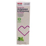 CVS Health Antiplaque & Whitening Fluoride Free Toothpaste, Peppermint, thumbnail image 2 of 7