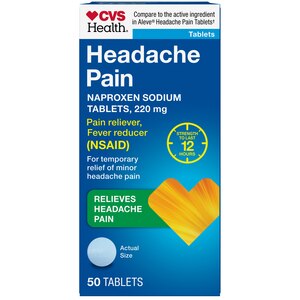 CVS Health Headache Pain Naproxen Sodium Tablets, 220 mg
