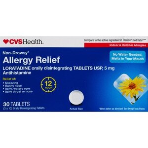 CVS Health Allergy Relief Loratadine Orally Disintegrating Tablets USP, 5mg, Non-Drowsy