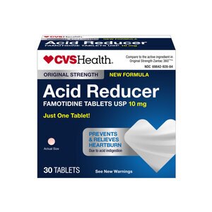 CVS Health Original Strength Acid Reducer Famotidine Tablets, USP 10mg, 30 CT