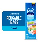 Total Home Reusable Food Storage Bags, Assorted Sizes, 3 ct, thumbnail image 1 of 12
