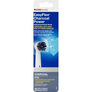 CVS Health EasyFlex Charcoal Replacement Brush Heads, 3 CT