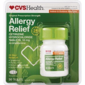  CVS Health Indoor/Outdoor 24-Hour Allergy Relief Cetirizine Hydrochloride Tablets 
