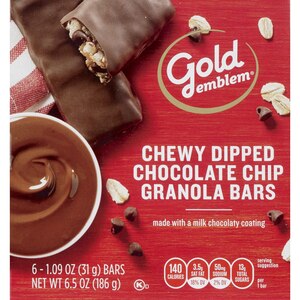  Gold Emblem Chewy Dipped Chocolate Chip Granola Bars, 6 CT 