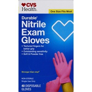 CVS Health Durable Nitrile Exam Gloves, One Size Fitst Most, 40 Ct