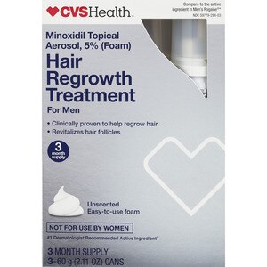 CVS Health Men's 5% Minoxidil Foam Treatment For Hair Regrowth, 3 Month Supply - 2.11 Oz