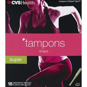  CVS Health Active Tampons, Super,  18CT 