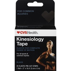 CVS Health Kinesiology Athletic Tape Strips, Black - 20 Ct