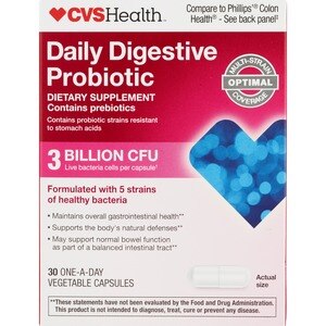 CVS Health Daily Digestive Probiotic Capsules, 30 Ct