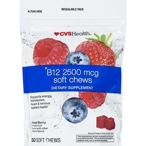 CVS Health - Trocitos masticables de B-12, 2500 mcg, Mixed Berry
