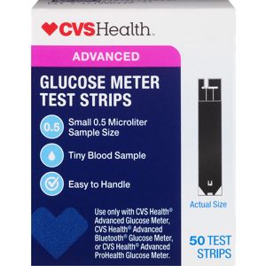 CVS Health Advanced Glucose Meter Test Strips, 50 Ct