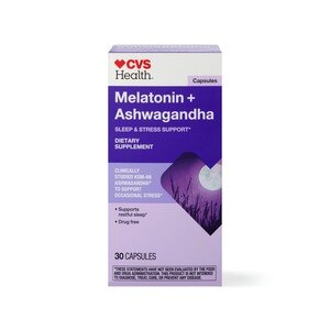 CVS Health Melatonin + Ashwagandha Sleep & Stress Support Capsules, 30 Ct