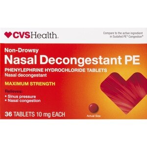CVS Health Sinus PE Decongestant Tablets, 36CT