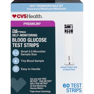 CVS Health True Metrix Blood Glucose Test Strips, 60 Ct