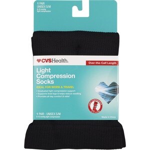 CVS Health Light Compression Socks Over-The-Calf Unisex, 1 Pair