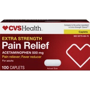  CVS Health Extra Strength Pain Relief Acetaminophen Caplets 500mg, 100CT 