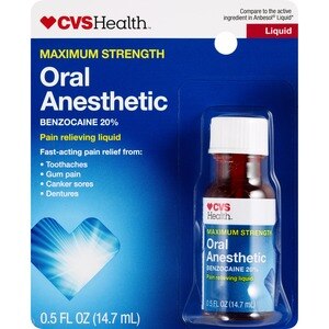 CVS Health Oral Anesthetic, Benzocaine 20% Maximum Strength Pain Relieving Liquid - 0.5 Oz