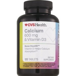 CVS Health - Calcio y vitamina D3 en tabletas, 600 mg, 120 u.