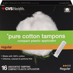 CVS Health Pure Cotton Tampons Regular, 16 CT 