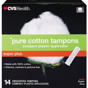  CVS Health Pure Cotton Tampons, Super Plus, 14 CT 