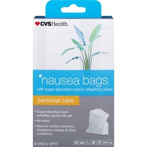  CVS Health Nausea Bags with Refreshing Wipes, 6CT 