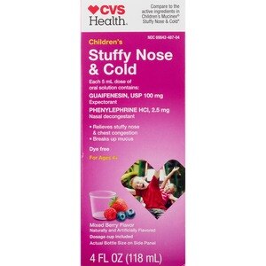 CVS Health - Jarabe pediátrico para la congestión nasal, sabor Mixed Berry, 4 oz