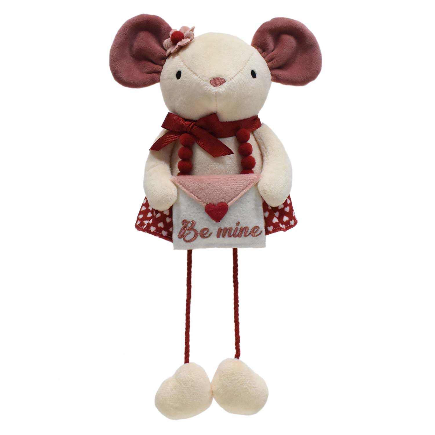 Red & Pink Valentine's Mouse Sitter With String Legs, Female, 12 In , CVS