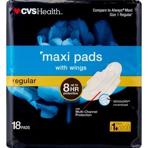 CVS Health Maxi Pads with Wings Regular, 18CT