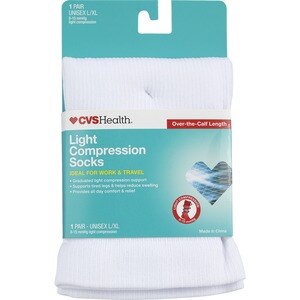 CVS Health Light Compression Socks Over-The-Calf Unisex, 1 Pair, L/XL, Black